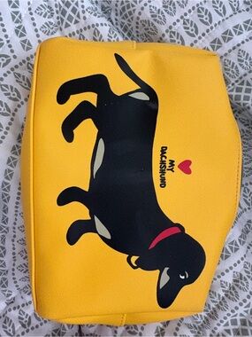 I Love My Dachshund Yellow Dog Pouch - Cute Dachshund Print